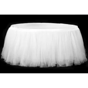 Tulle Tutu 21ft Table Skirt - White