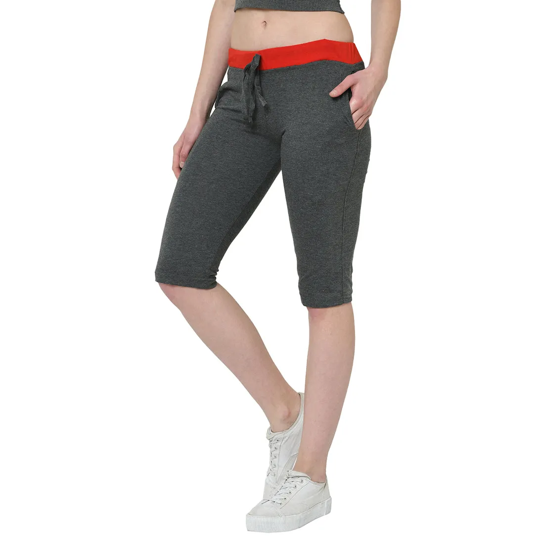 Vimal Jonney Grey 3/4th Capri For Women's