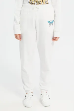 White Basic Track Pants