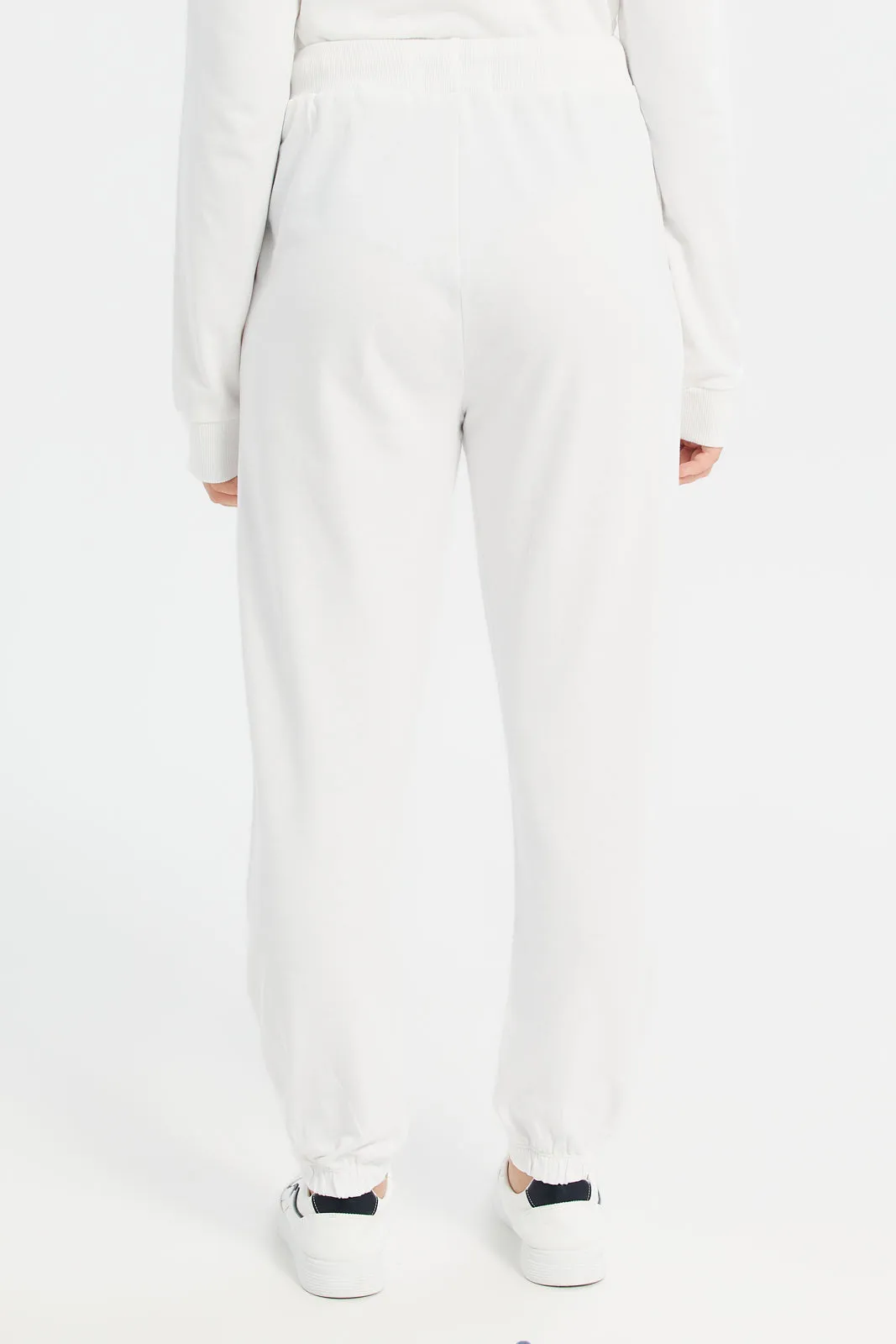 White Basic Track Pants