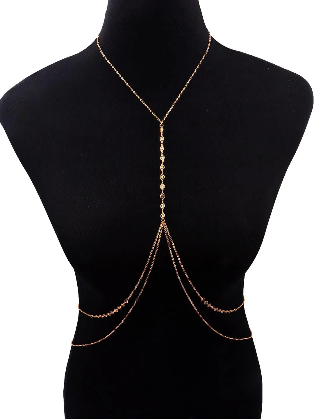 Yellow Chimes Body Chain For Women Layered Gold Toned Body Chain For Women and Girls